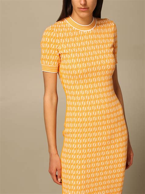 fendi dress woman yellow size 36|fendi long formal dresses.